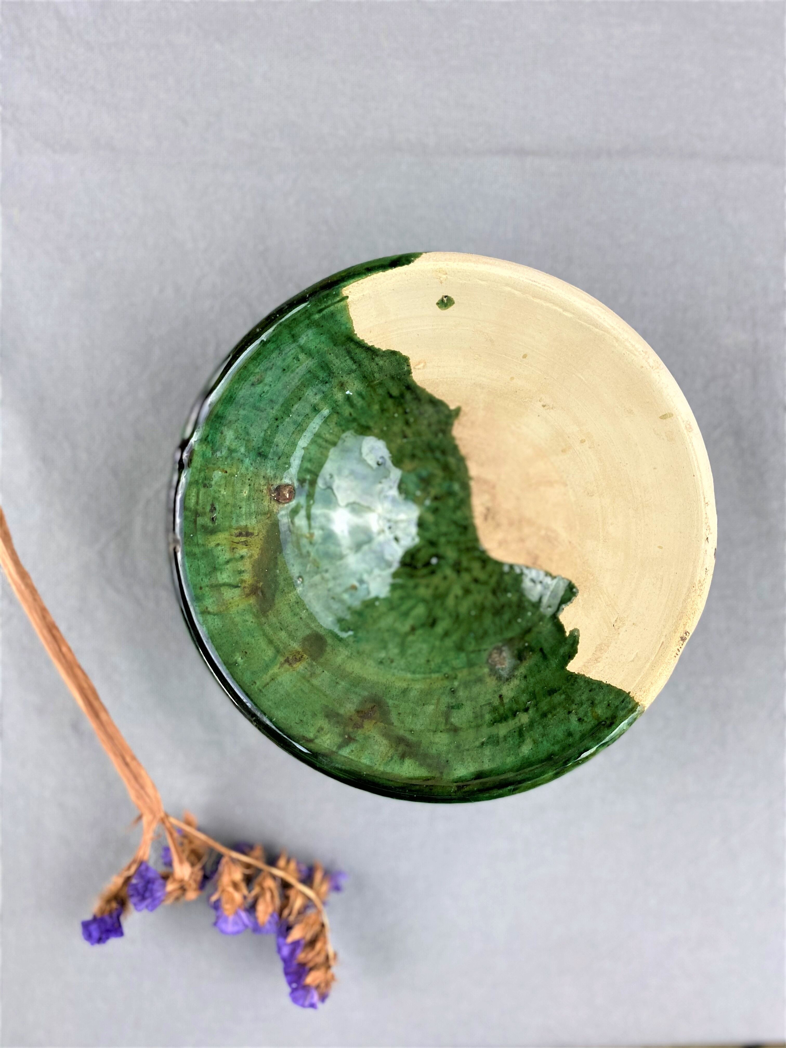 Two-tone bowl in glazed terracotta