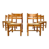 Ensemble de 6 chaises danoises vintage en pin avec cordon en papier par Tage Poulsen pour GM Møbler.