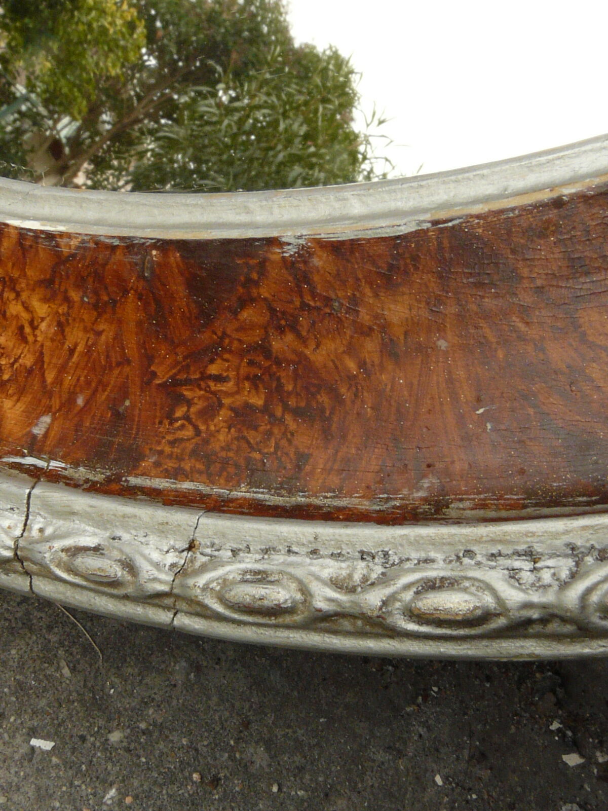 40s oval mirror in wood and stucco 59x39cm