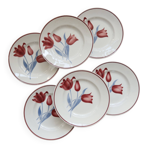 6 assiettes plates vintage - loups