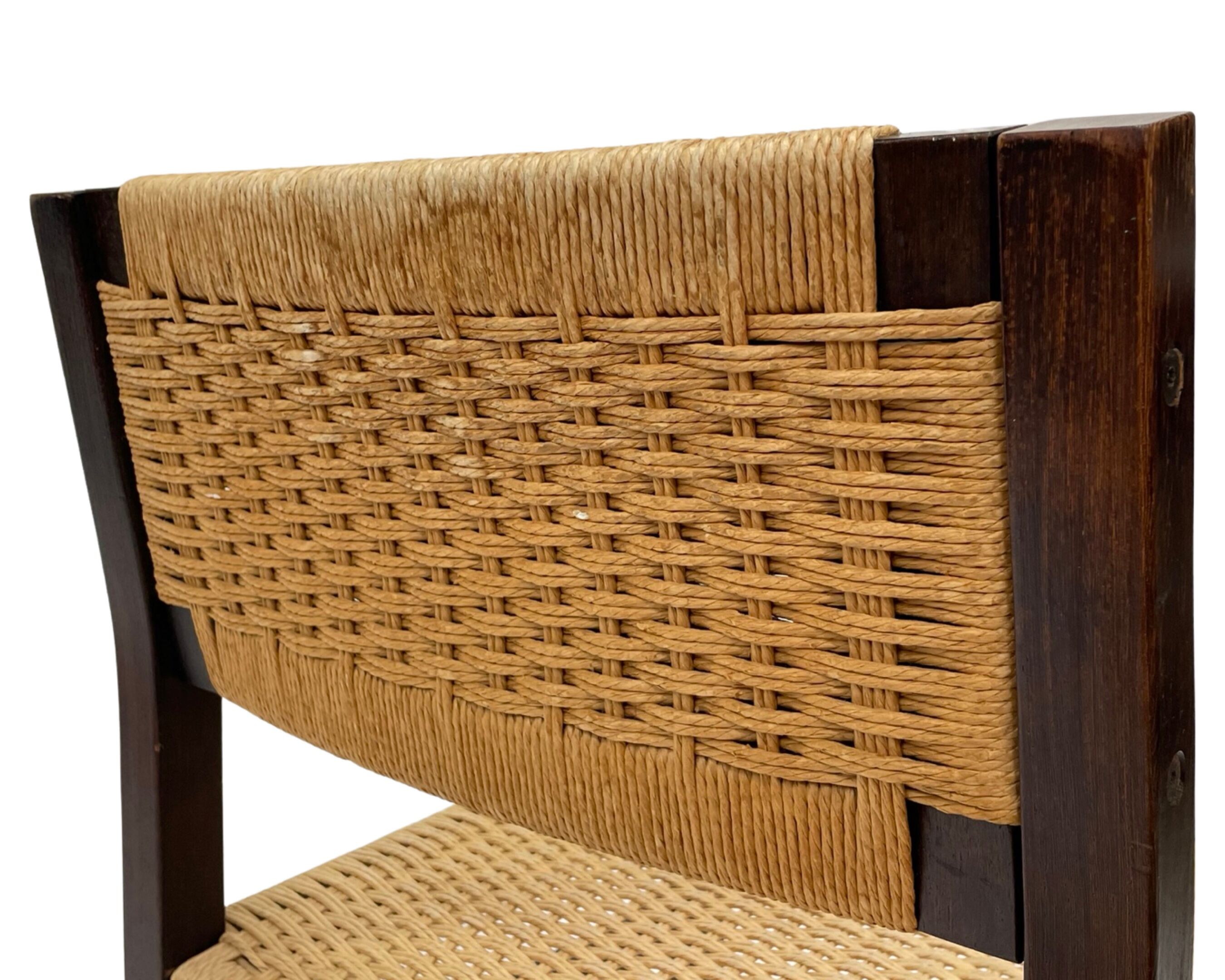 Vintage dining room chairs with papercord seat / 1970 design
