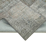 Handwoven oriental overdyed 170 cm x 247 cm grey patchwork carpet
