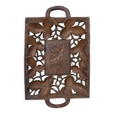 Plateau en bois ajouré motifs feuilles