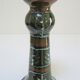 enamelled ceramic candle holder signed "S" plant decoration 70s