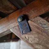 Vintage folding garden table in pine, mid-20th century.
