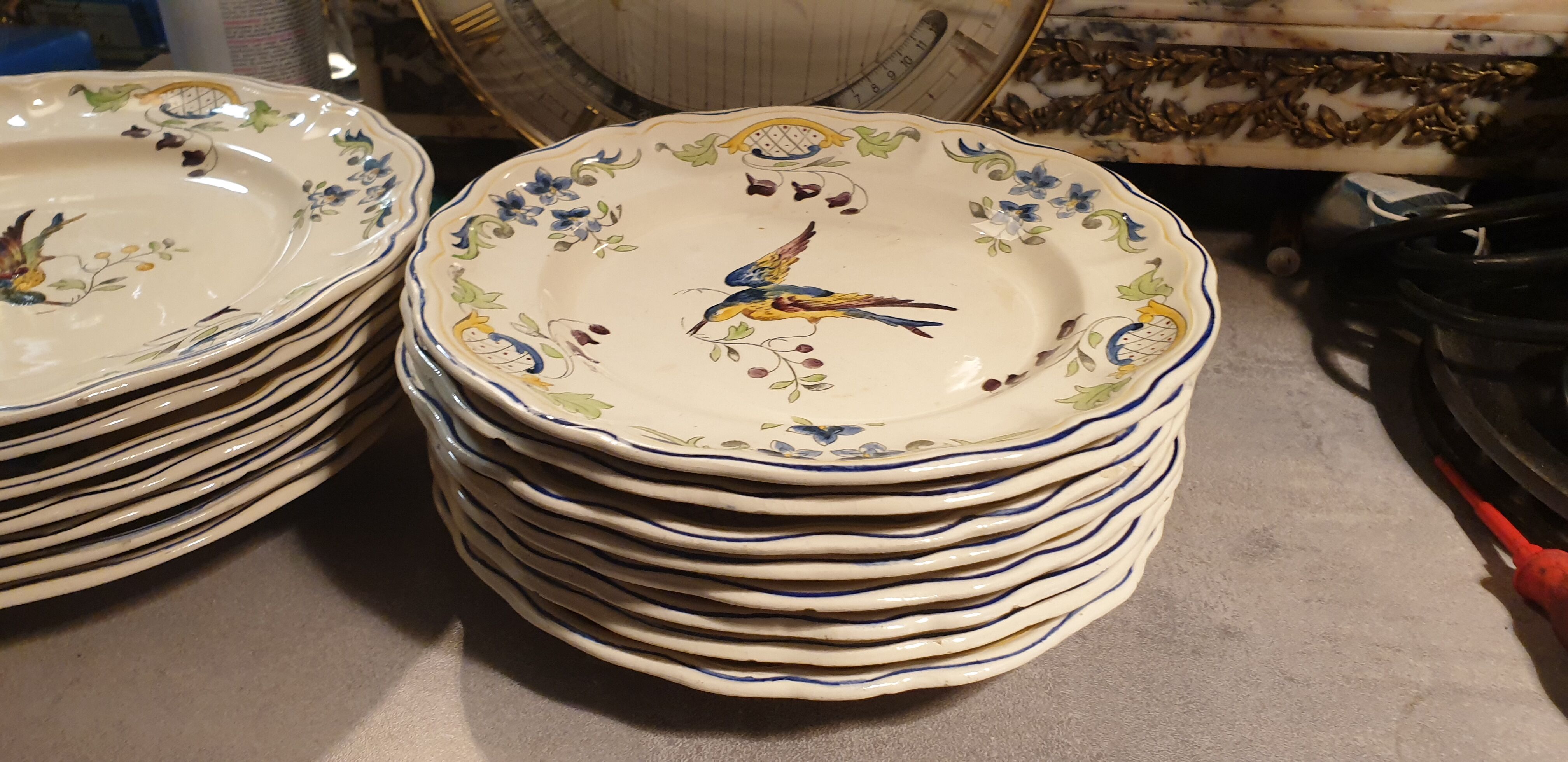 15 plates longchamp model clery decor bird