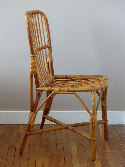 Chair, bamboo and rattan vintage, 70s.