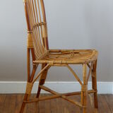 Chair, bamboo and rattan vintage, 70s.