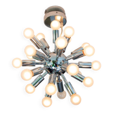 Lustre spoutnik acier chromé, 24 feux, état +++