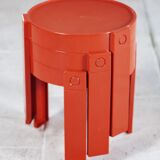 3 nesting tables in orange plastic by Prisunic, 1970.