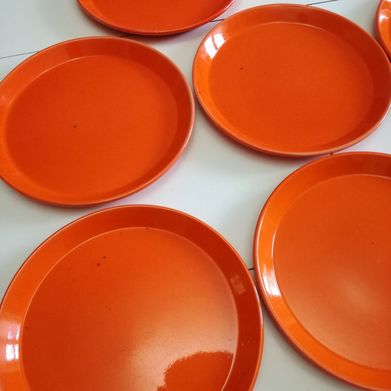 Orange mbfa Pornic 1970 plates, set of 8