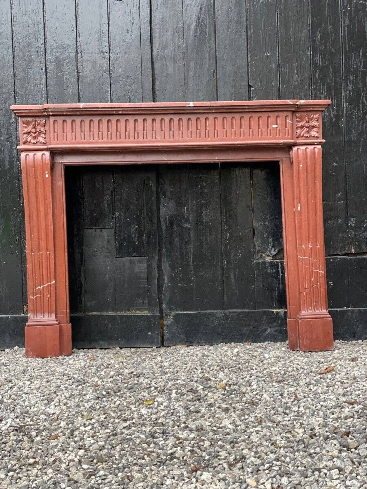 Louis XVI style fireplace in antique red marble, France, circa 1880