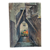 Oil on old canvas