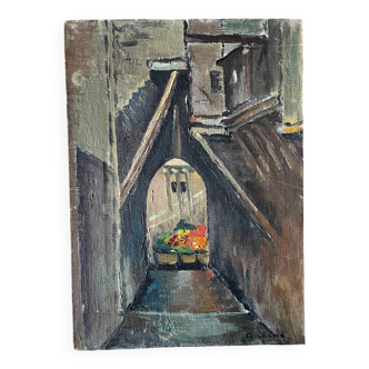 Oil on old canvas