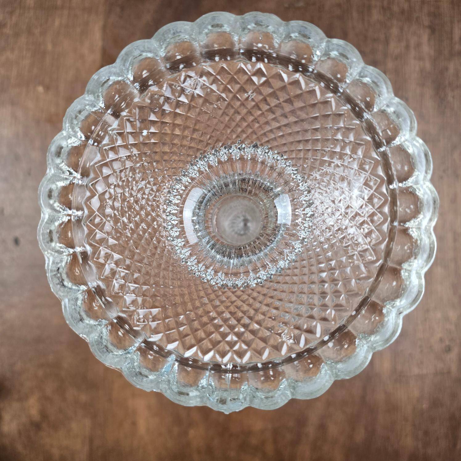 Large antique molded glass candlestick