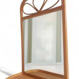 Mid Century French Riviera Rattan and Wicker Mirror With Shelf, Spain, 1960s–70s