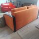3-seater convertible sofa in brick orange & blackened wood – Diva Salon x Simm