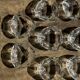 Set of 14 triangular glass ashtrays D13