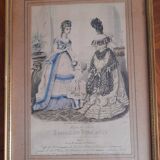 Ensemble de 2 cadres dorés gravure ancienne "Petit courrier des Dames" "journal des Demoiselles"