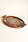 Old Oval Art Deco Wooden Plate - Bakelite Glass - Geometric Pattern