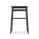 Set of 5 contemporary Artisan bar stools, black leather, black rubber.