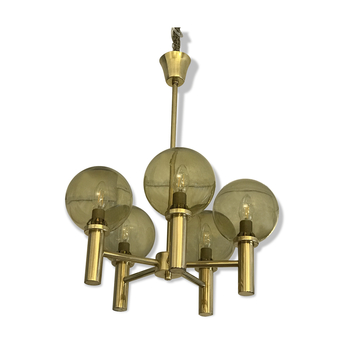 5-globe smoked brass chandelier