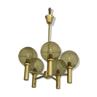 5-globe smoked brass chandelier