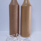 Two designer solid wood "pencil" lamp bases