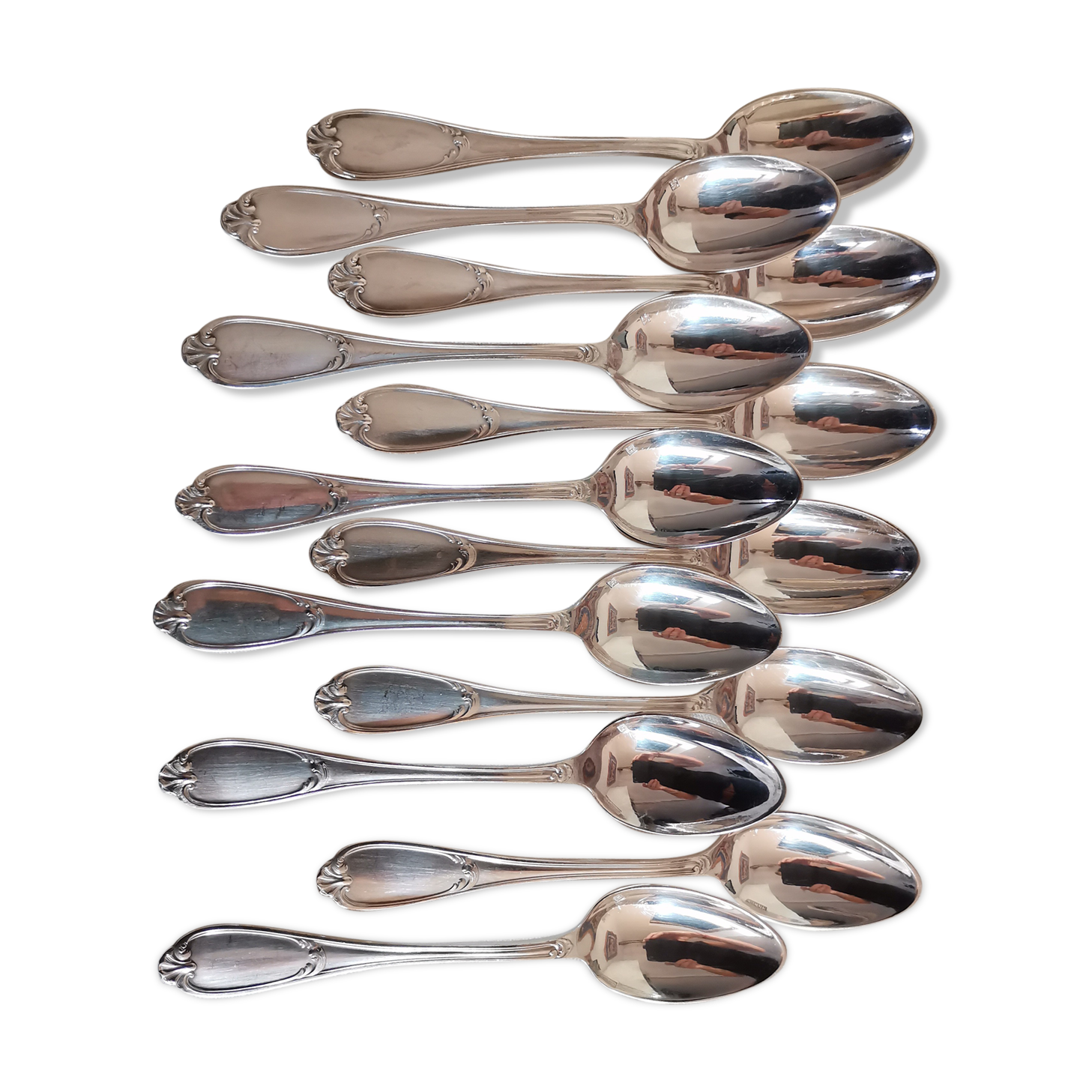 Lot of 12 dessert silver metal spoon