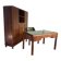 Rosewood desk, armchair and bookshelf.
