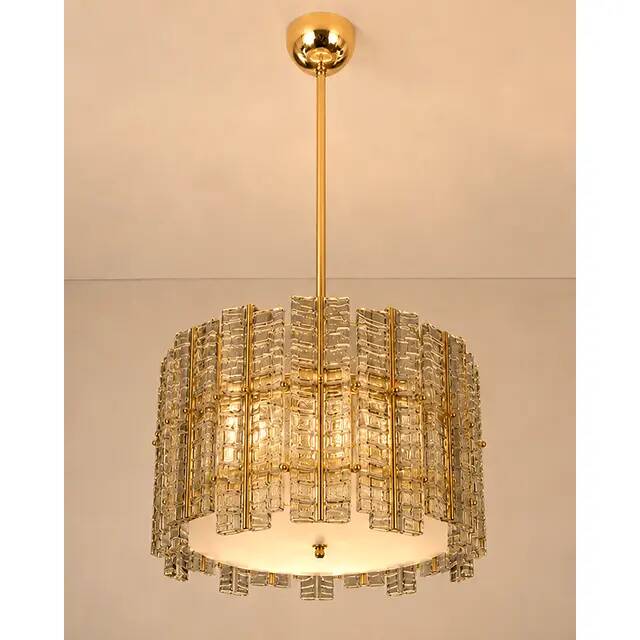 Contemporary Modern Italian Fumè “Tropical” Murano Glass Gold Chandelier