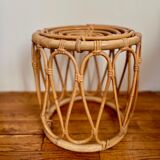 Vintage rattan pouf stool