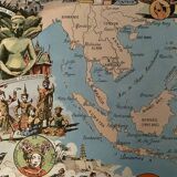 Old poster map of Indochina and Insulindia - JP Pinchon - 1940