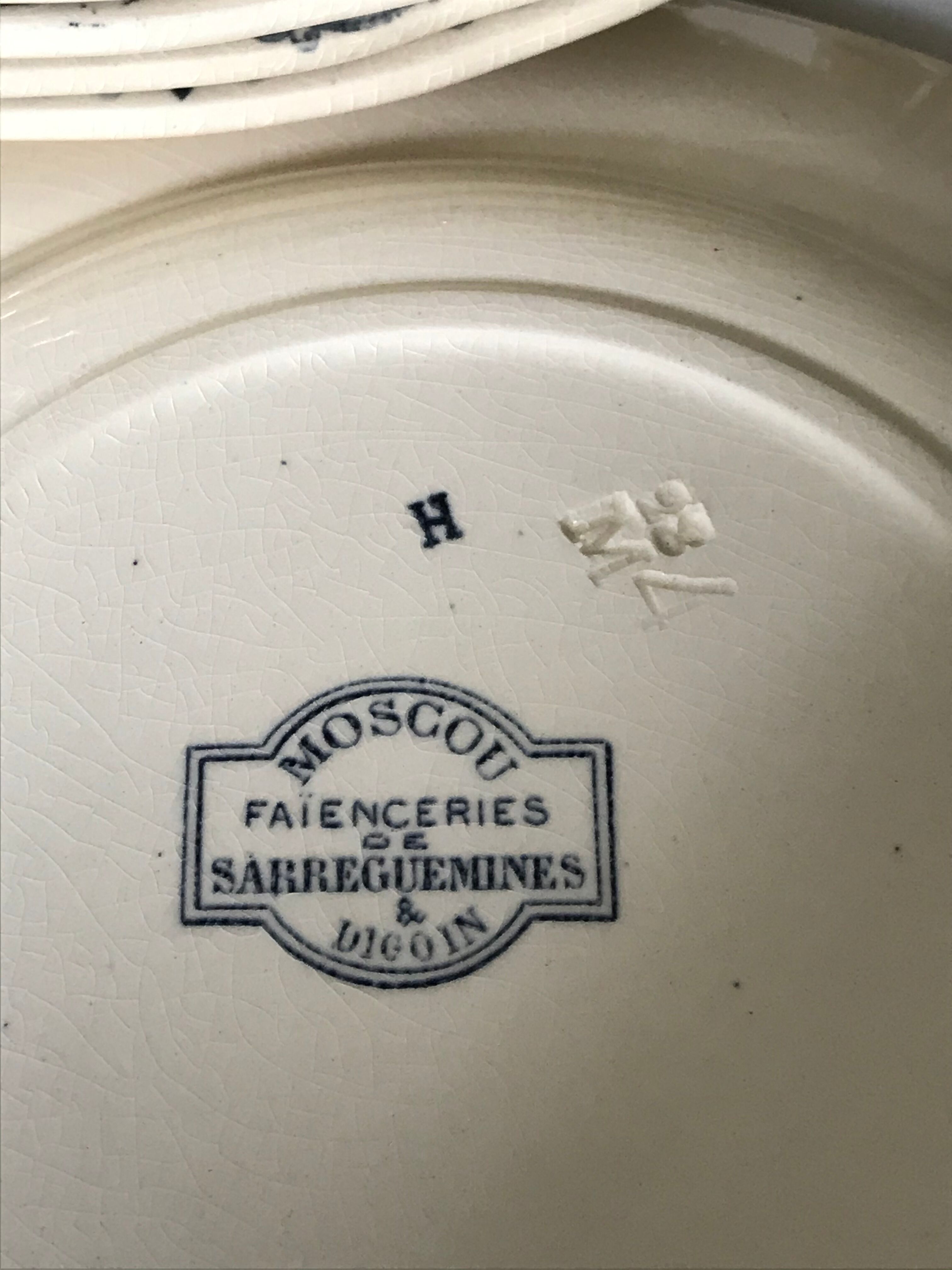 Série de 9 assiettes plates Sarreguemines & Digoin