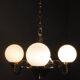 1930s Czech Neo-Baroque Brass Chandelier with Opaline Glass Globes