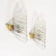 Large pair of 1970s Murano glass and brass wall sconces by Hillebrand