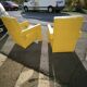 Pair of armchairs in sunny yellow leather