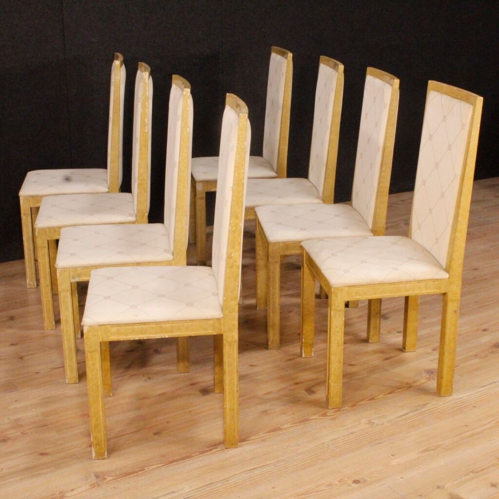 Set of 8 Italian Chairs, lacquered and painted