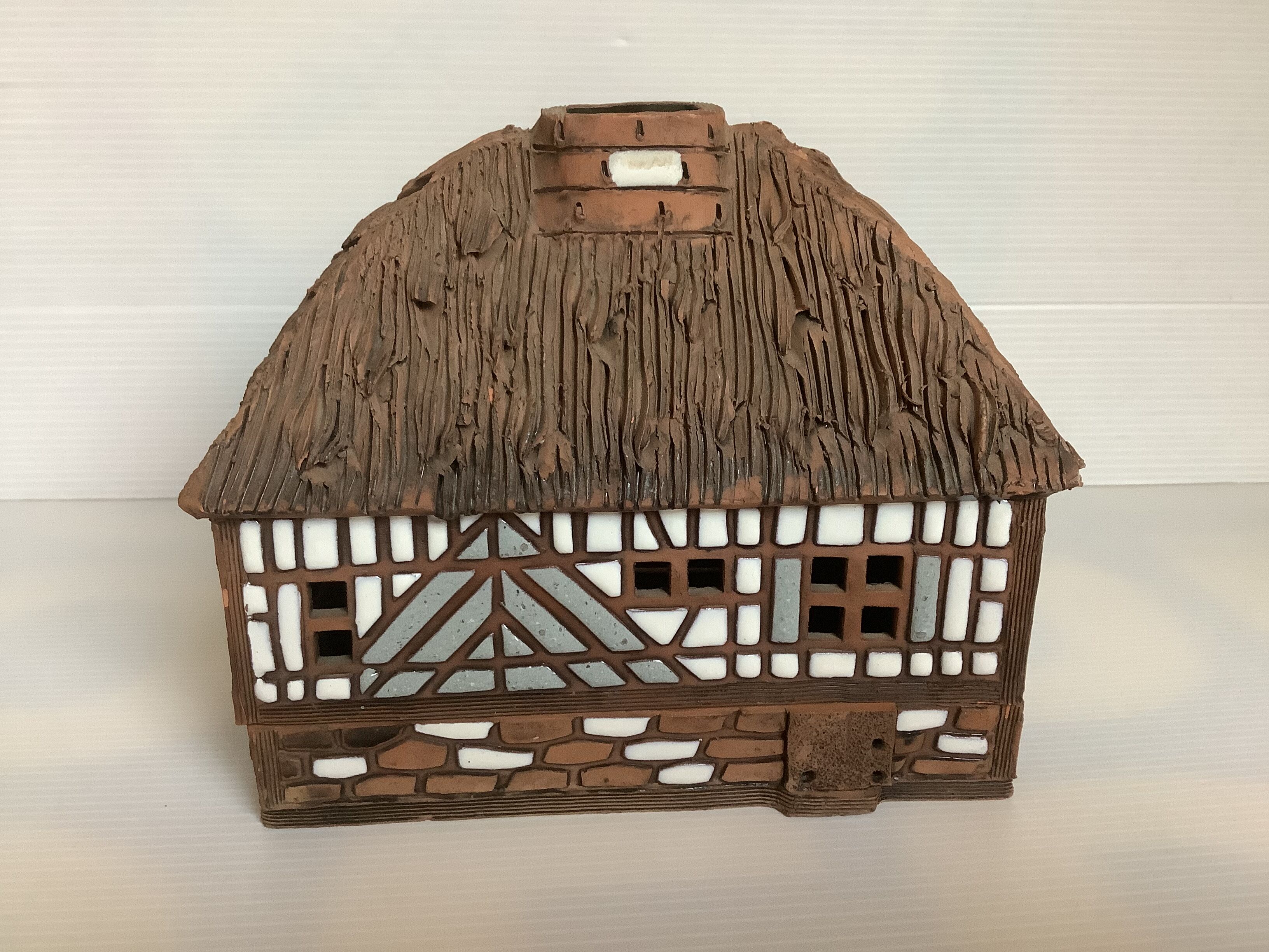 Homemade glazed terracotta candle box