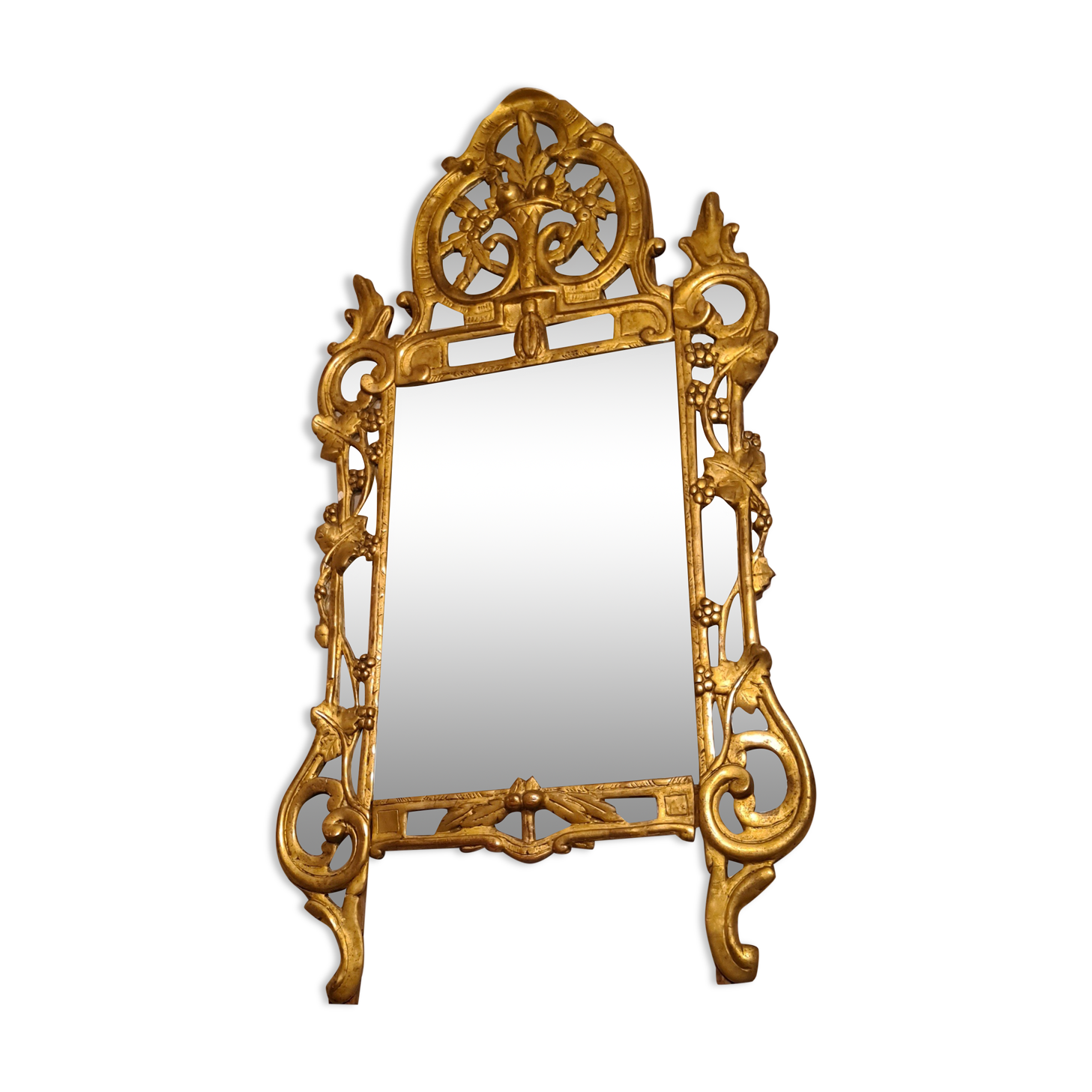 Gilded wooden mirror with parecloses, Louis XV period, circa 1750, 58x120cm