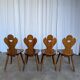 Set of 4 Farmhouse Tyrolean Chair with Heart Cutout Back / 1970s Vintage Di