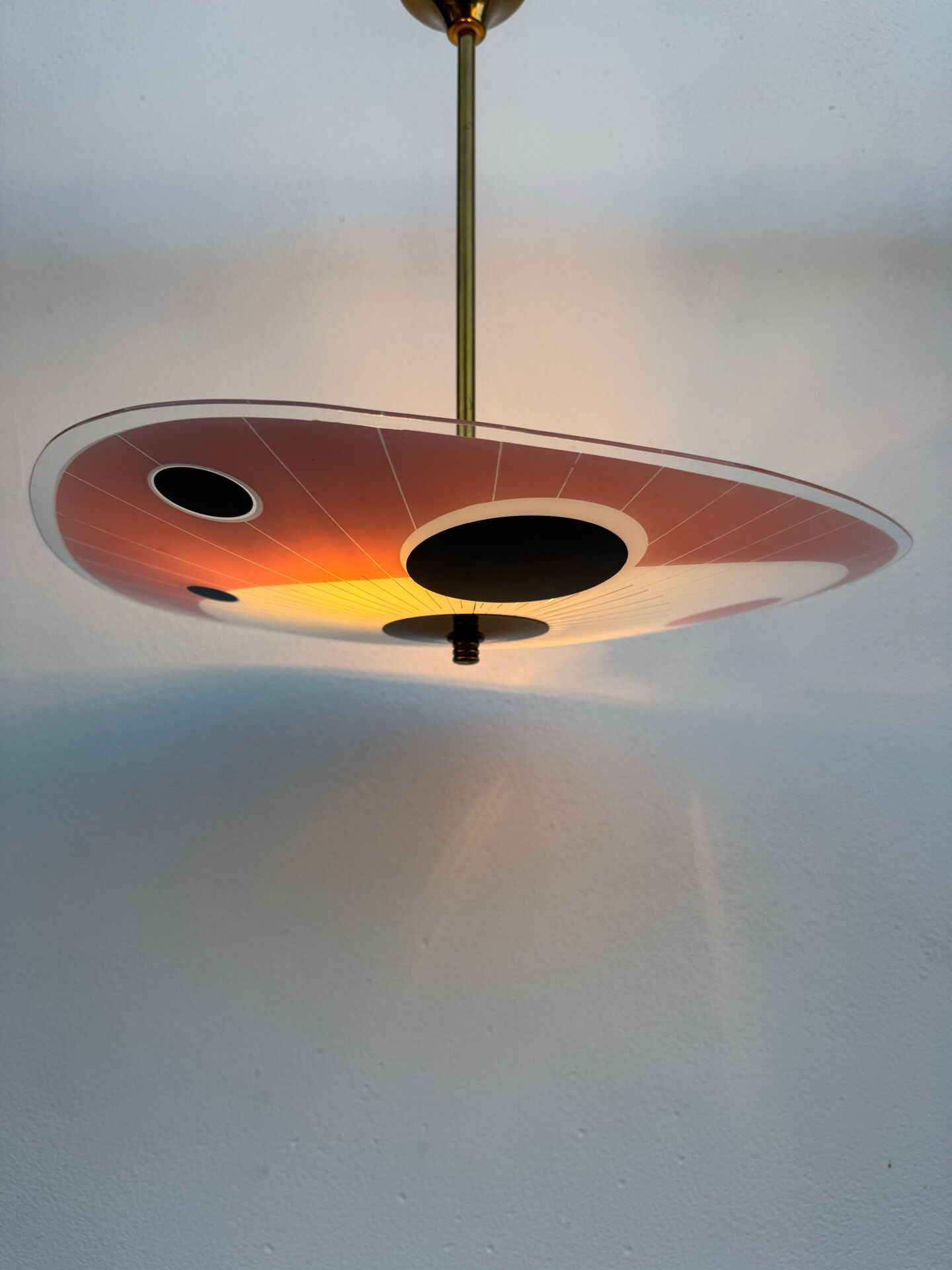 Screen-printed glass pendant from the 1960s
