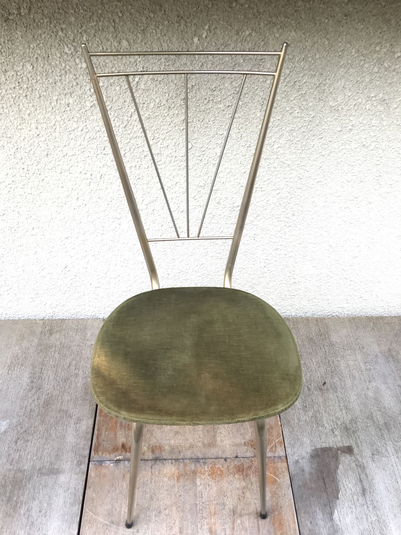 Pair of golden metal old chairs