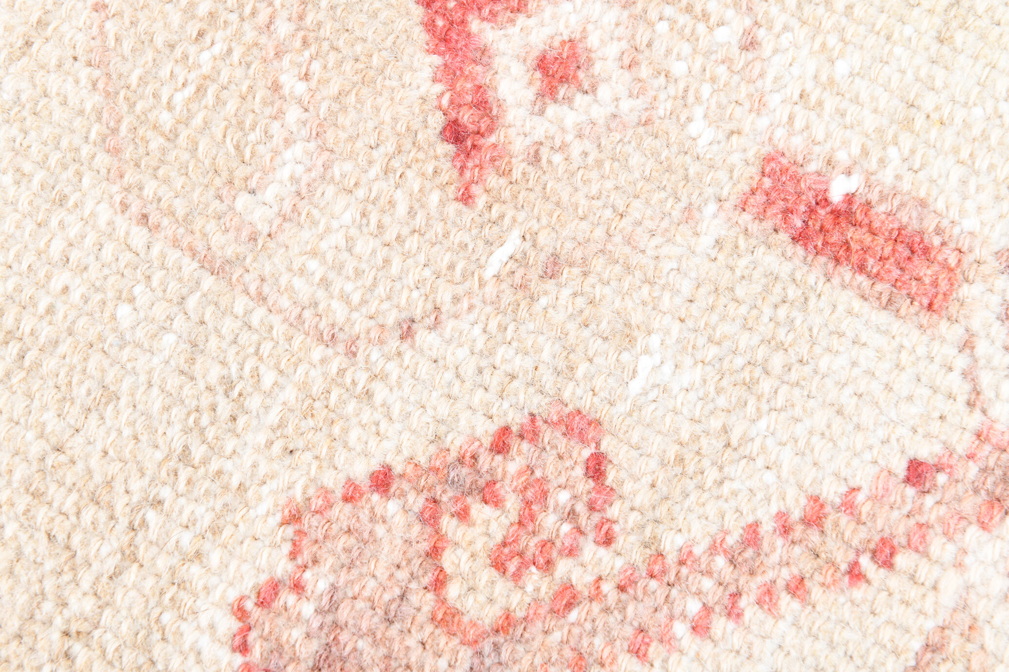 Faded red and beige vintage runner rug 322x85cm