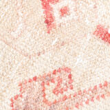 Faded red and beige vintage runner rug 322x85cm