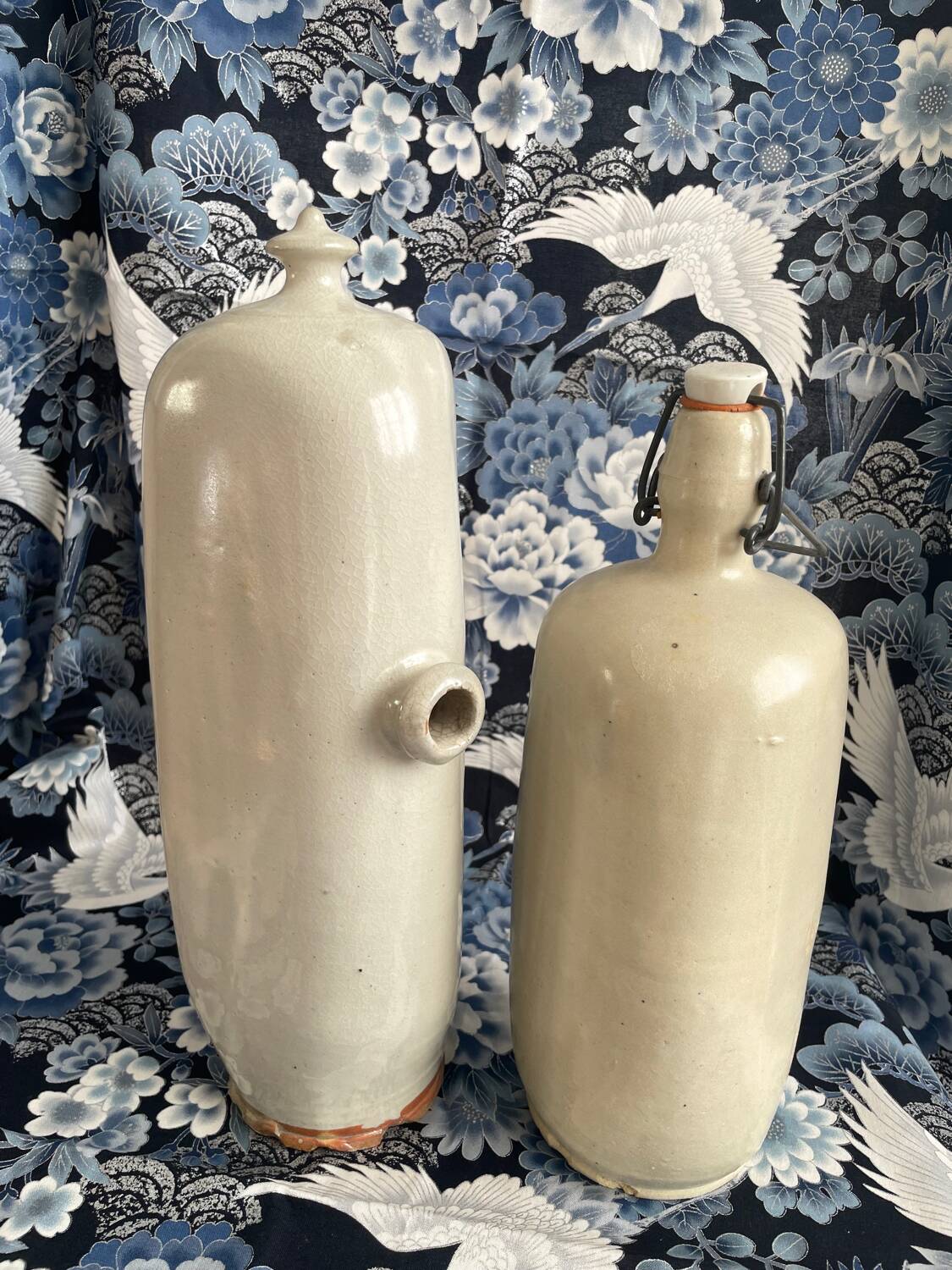 2 old stoneware hot water bottles