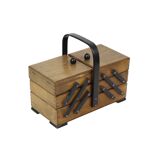 Vintage beech wood sewing box
