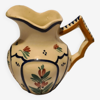 Henriot Quimper earthenware pitcher with floral decoration