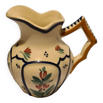 Henriot Quimper earthenware pitcher with floral decoration
