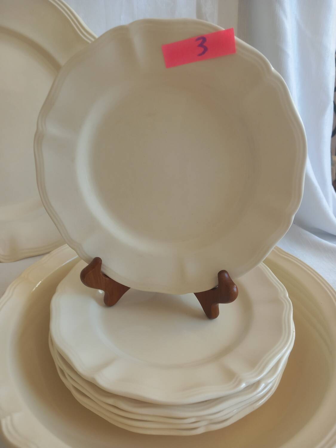 Old Sarreguemines Ivory Carved Service